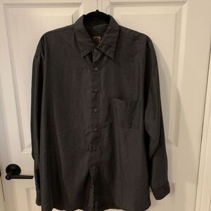 Bruno Conte Men's Long Sleeve Dark Gray Dress‎ Shirt Size 1X Polyester/Cotton